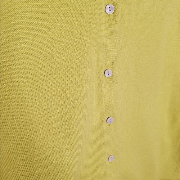 Vintage 90s Express Tricot Collar Cardigan Sweater Boxy Chartreuse Medium Grunge - Picture 5 of 10